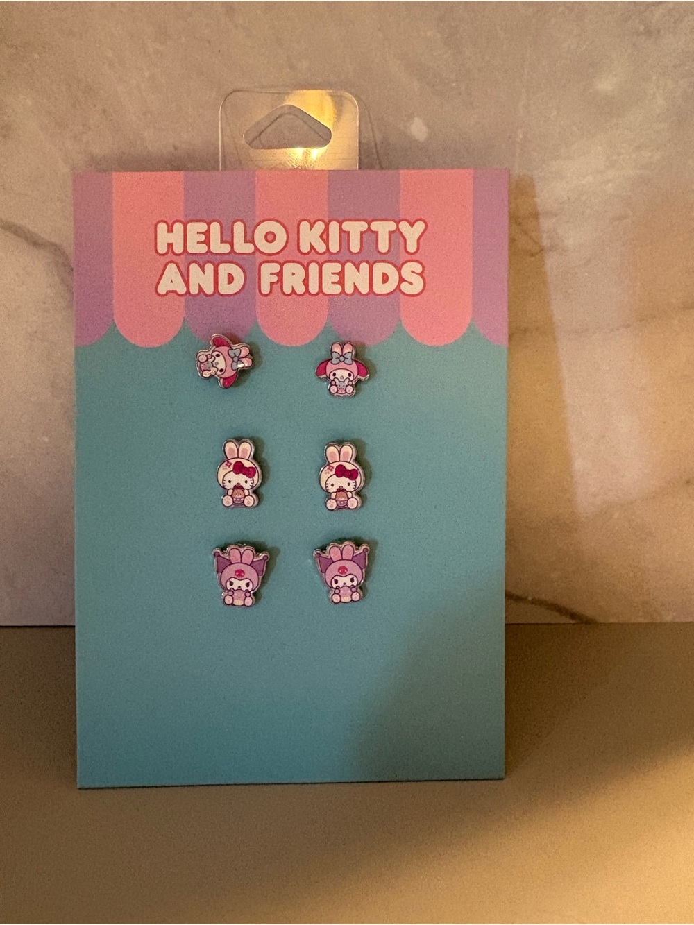 Hello Kitty Pink and White Kids Stud Earring Set